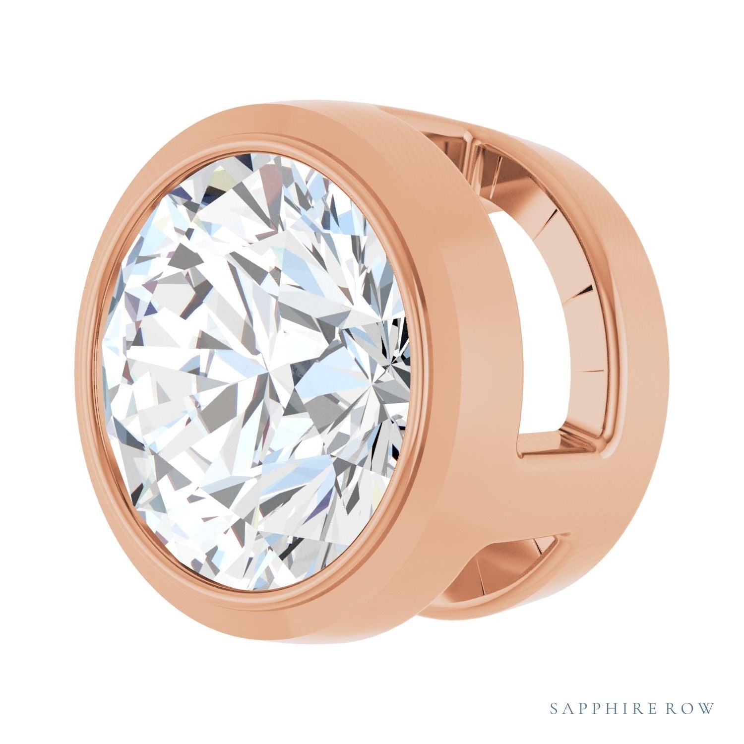 Sapphire Row Natural Diamond Round Bezel Slide Pendant - 14K Rose Gold, 1/2 ctw (view 2)