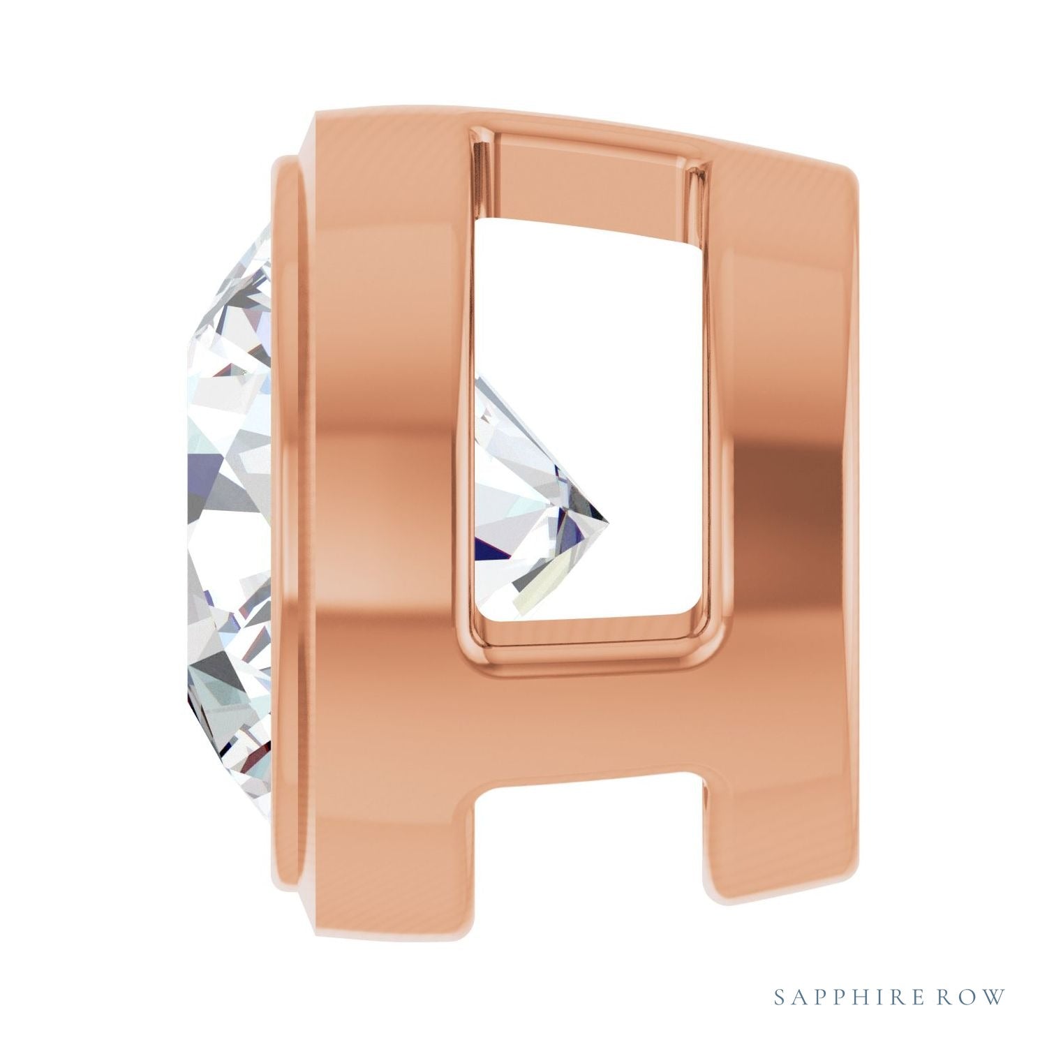 Sapphire Row Natural Diamond Round Bezel Slide Pendant - 14K Rose Gold, 1/2 ctw (view 3)