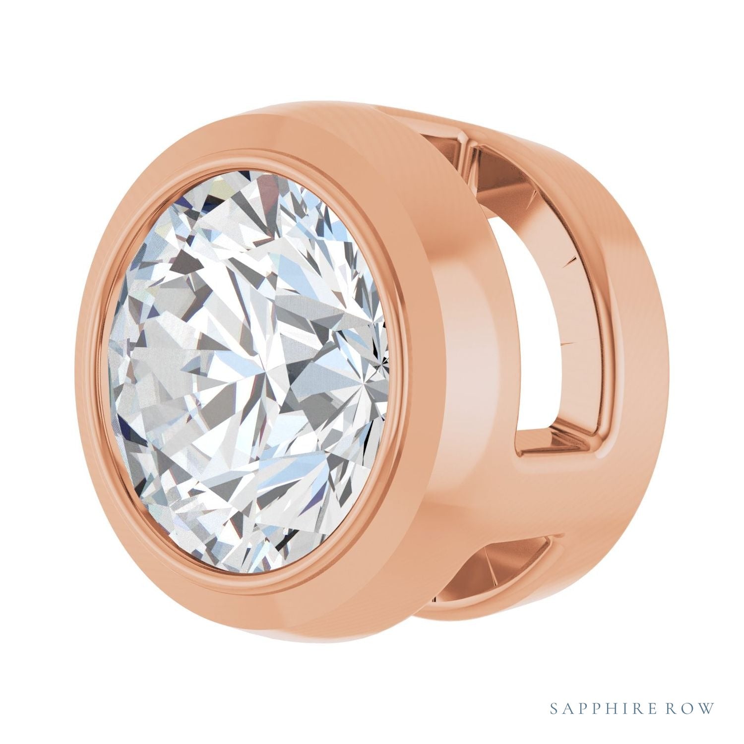 Sapphire Row Natural Diamond Round Bezel Slide Pendant - 14K Rose Gold, 1/3 ctw (view 2)