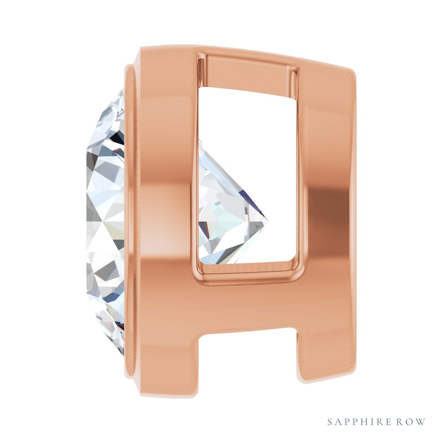 Sapphire Row Natural Diamond Round Bezel Slide Pendant - 14K Rose Gold, 3/4 ctw (view 3)
