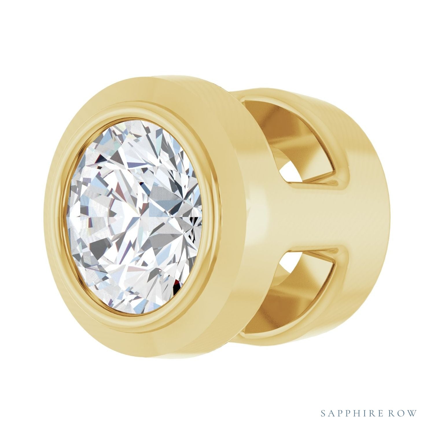 Sapphire Row Natural Diamond Round Bezel Slide Pendant - 14K Yellow Gold, 0.06 ctw (view 2)