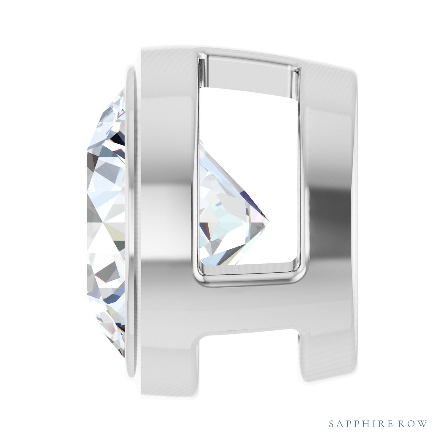 Sapphire Row Natural Diamond Round Bezel Slide Pendant - Platinum, 3/4 ctw (view 3)