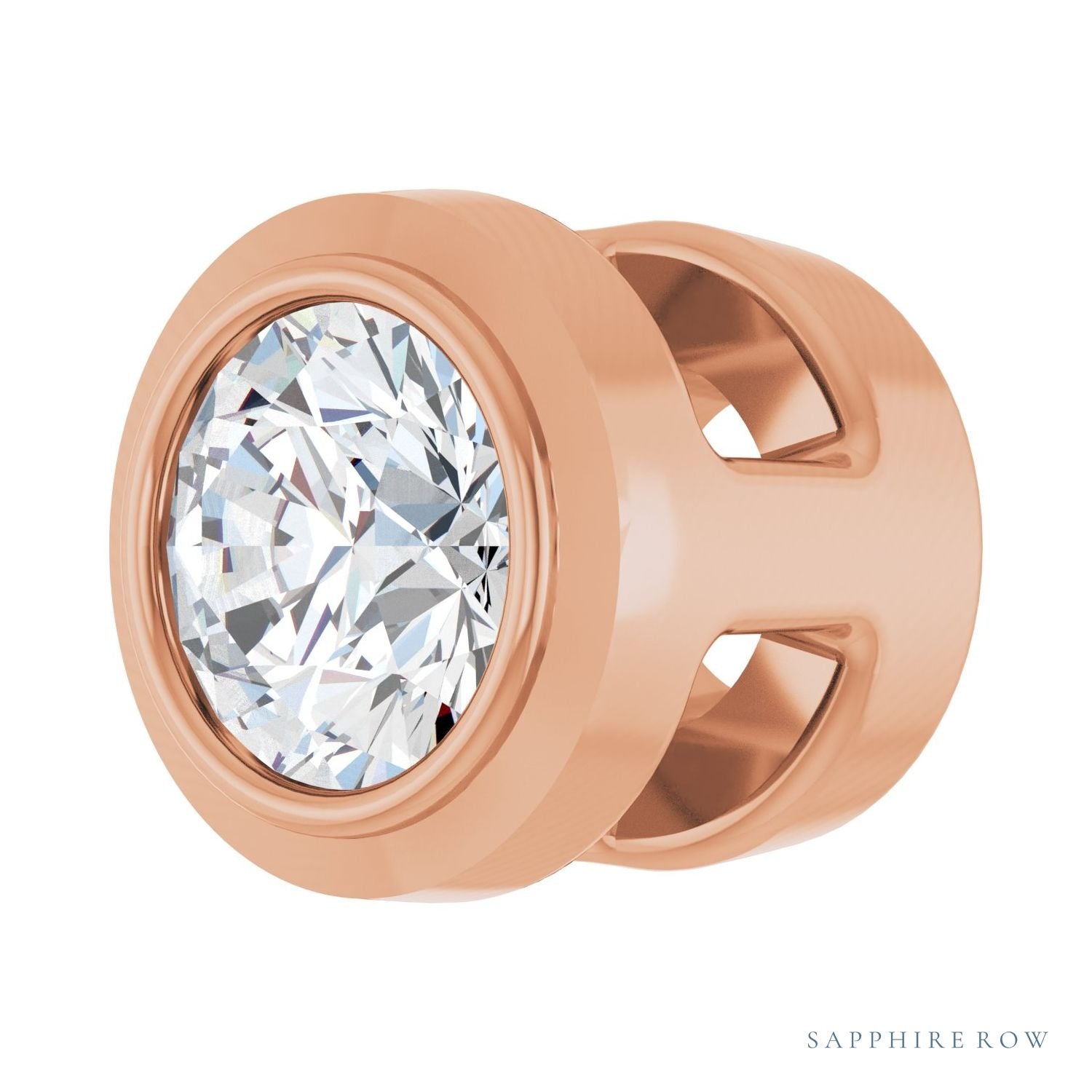 Sapphire Row Natural Diamond Round Bezel Slide Pendant - 14K Rose Gold, 0.06 ctw (view 2)