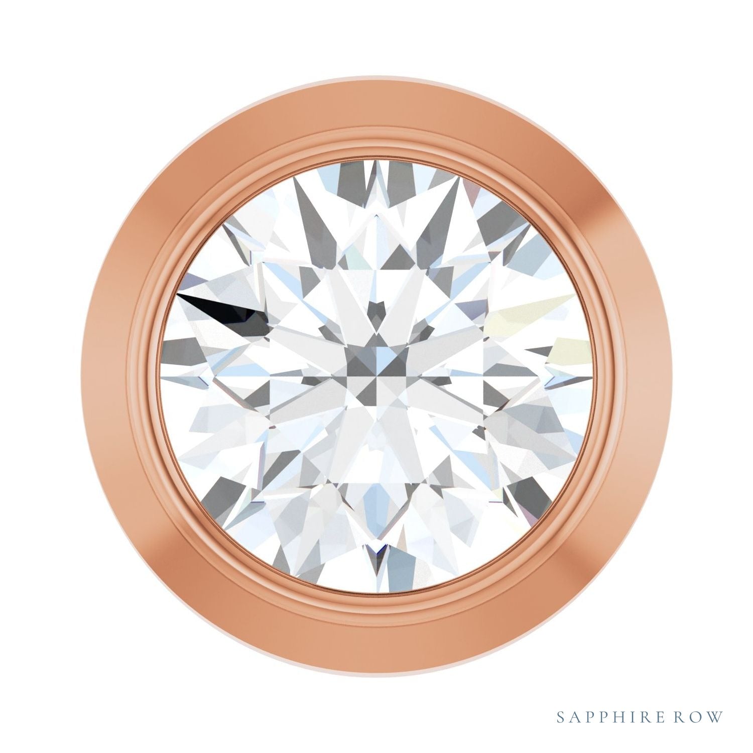 Sapphire Row Natural Diamond Round Bezel Slide Pendant - 14K Rose Gold, 1/10 ctw