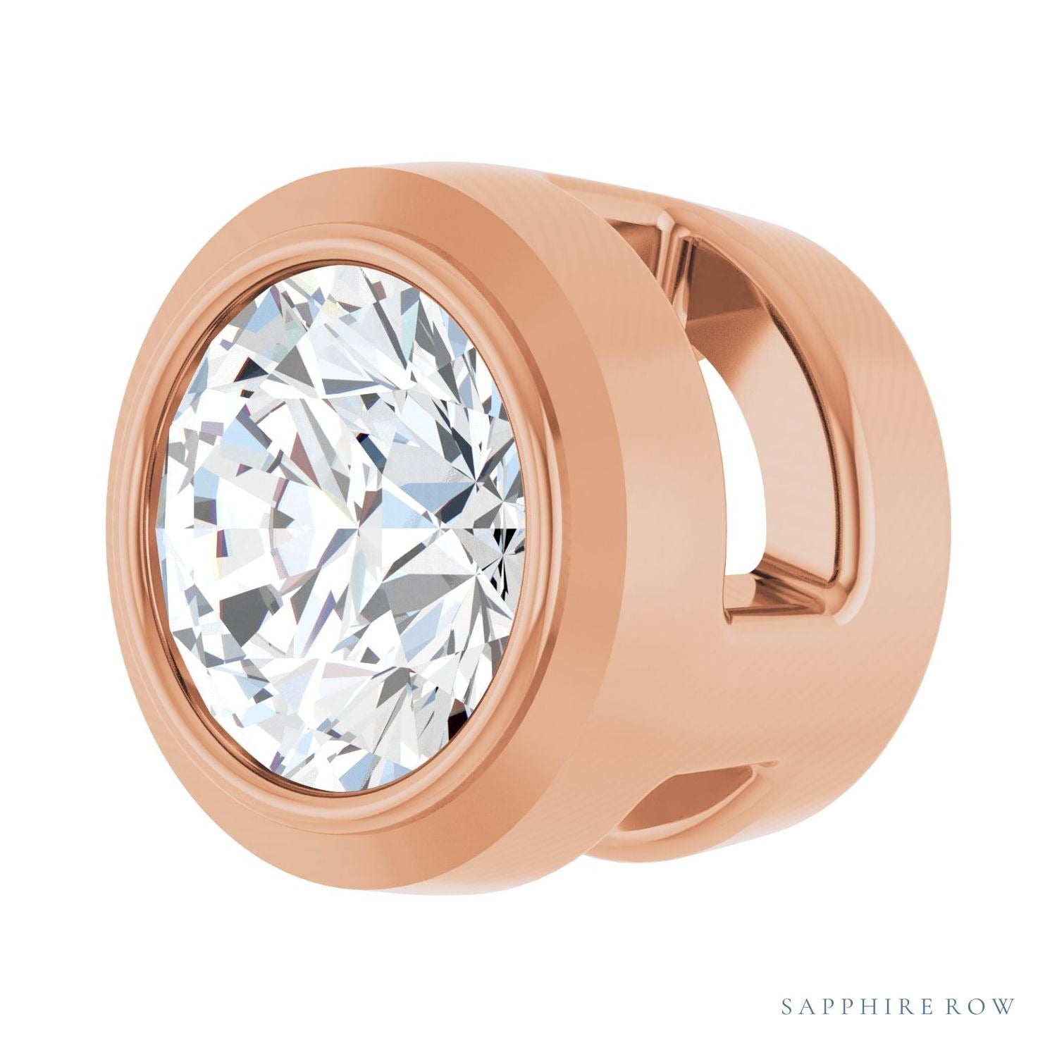 Sapphire Row Natural Diamond Round Bezel Slide Pendant - 14K Rose Gold, 1/10 ctw (view 2)