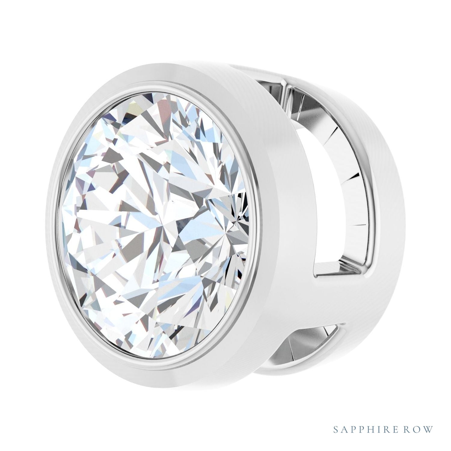Sapphire Row Natural Diamond Round Bezel Slide Pendant - 14K White Gold, 1/2 ctw (view 2)