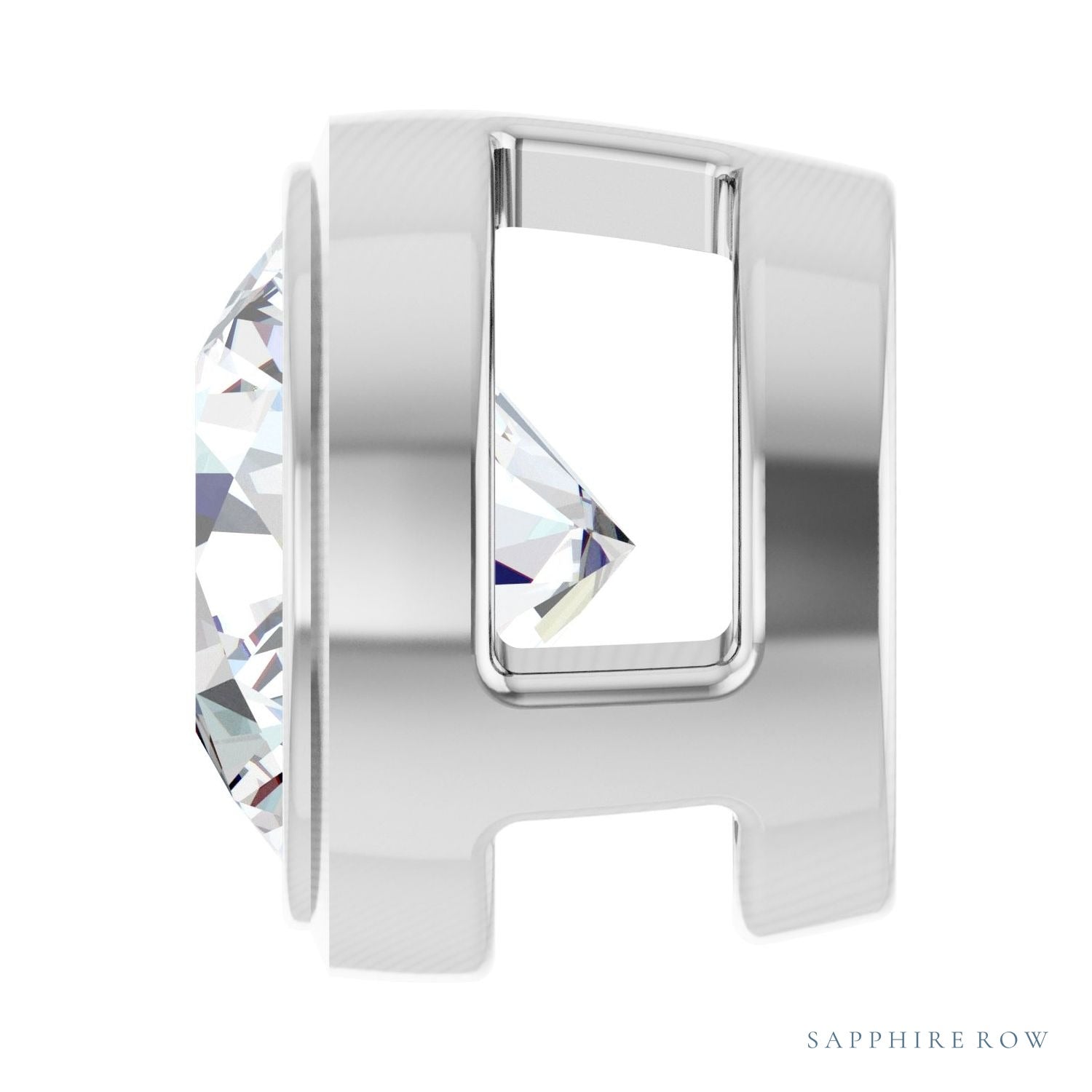 Sapphire Row Natural Diamond Round Bezel Slide Pendant - 14K White Gold, 1/2 ctw (view 3)