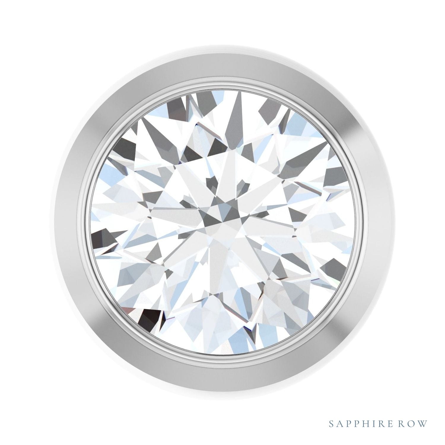 Sapphire Row Natural Diamond Round Bezel Slide Pendant - 14K White Gold, 1/3 ctw