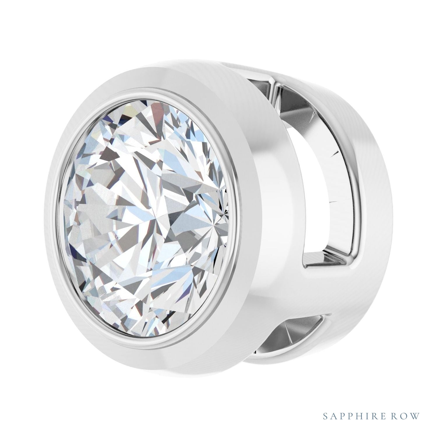 Sapphire Row Natural Diamond Round Bezel Slide Pendant - 14K White Gold, 1/3 ctw (view 2)