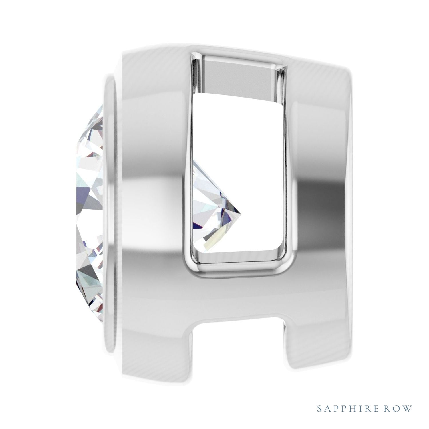 Sapphire Row Natural Diamond Round Bezel Slide Pendant - 14K White Gold, 1/3 ctw (view 3)
