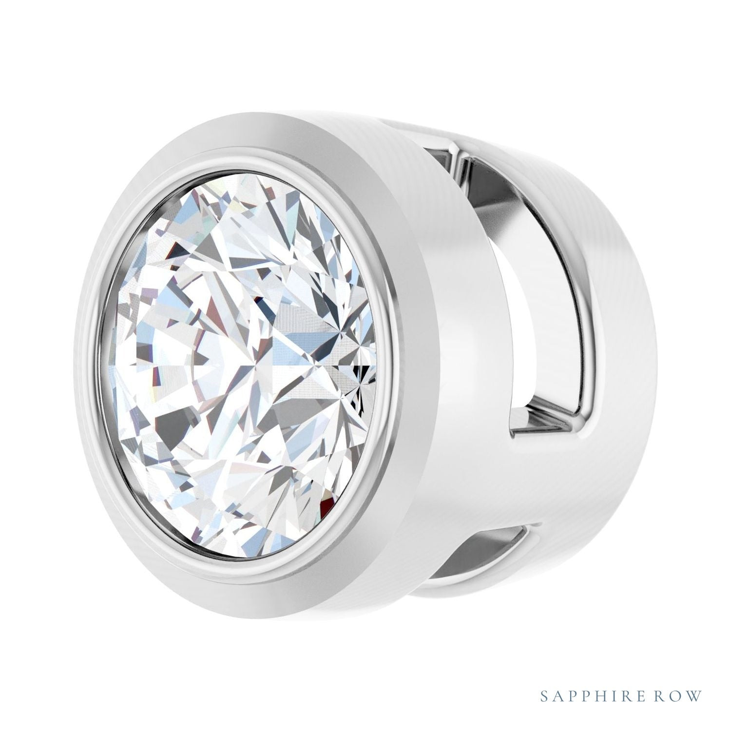 Sapphire Row Natural Diamond Round Bezel Slide Pendant - 14K White Gold, 1/6 ctw (view 2)