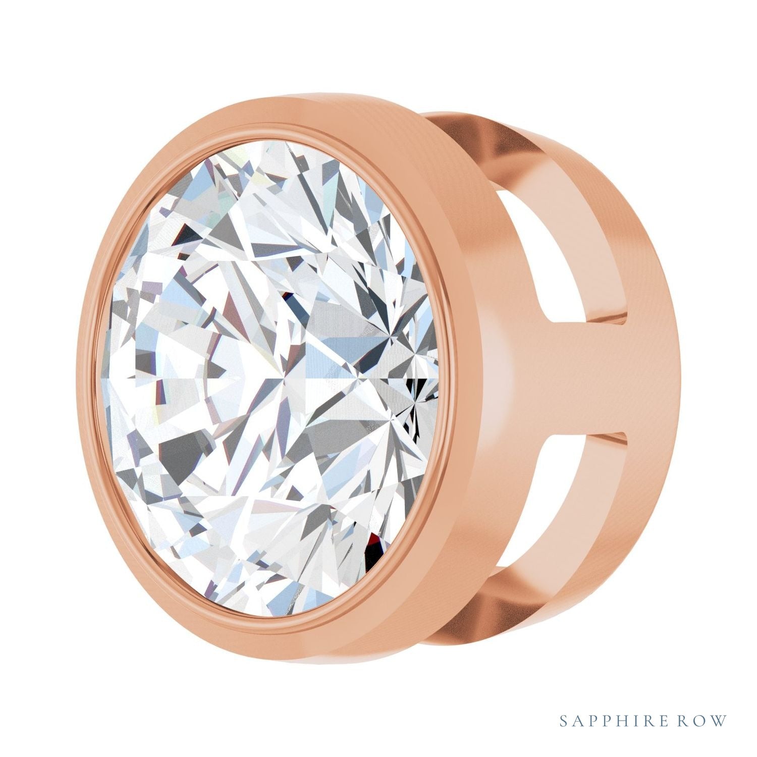Sapphire Row Lab-Grown Diamond Round Bezel Slide Pendant - 14K Rose Gold, 1 ctw (view 2)