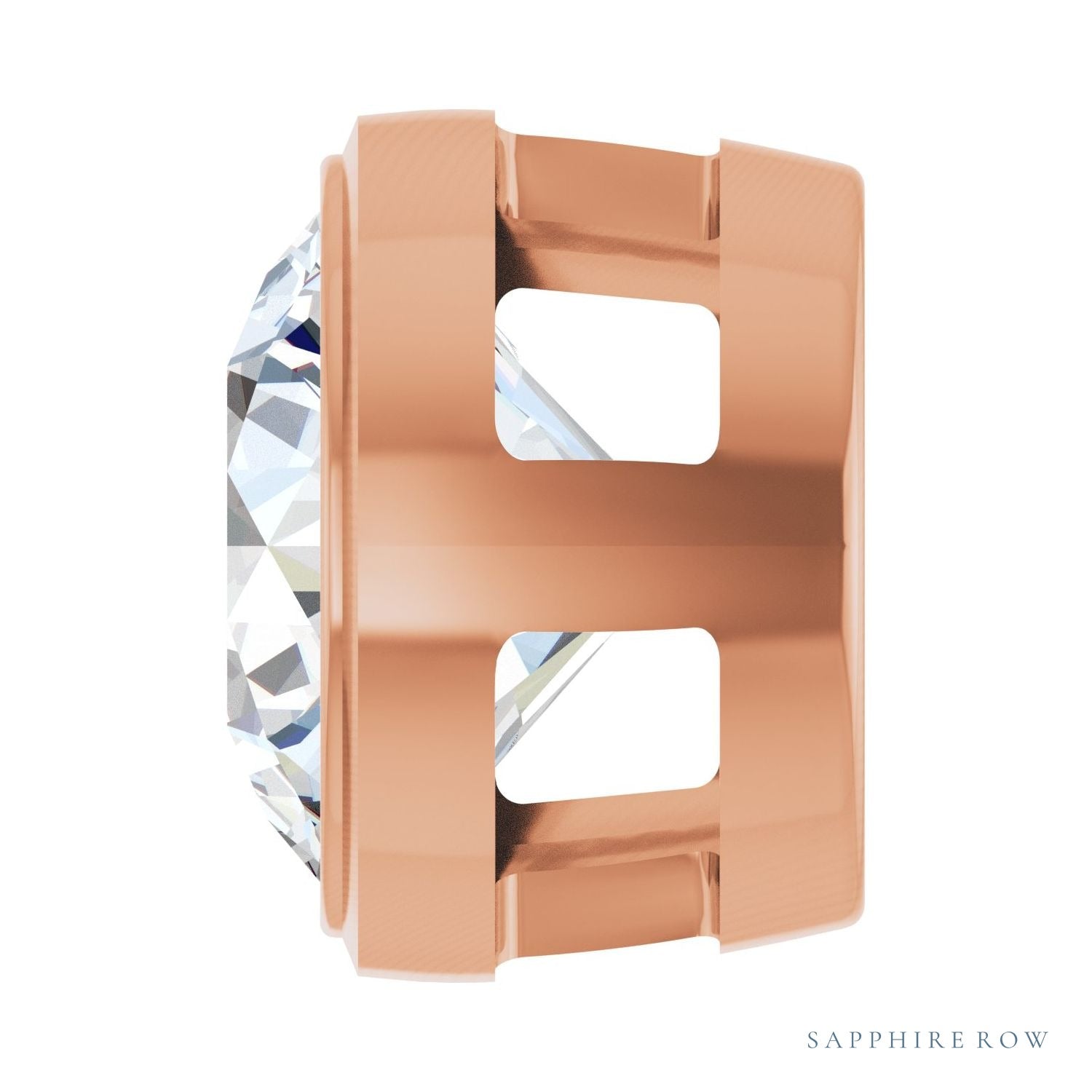 Sapphire Row Lab-Grown Diamond Round Bezel Slide Pendant - 14K Rose Gold, 1 ctw (view 3)
