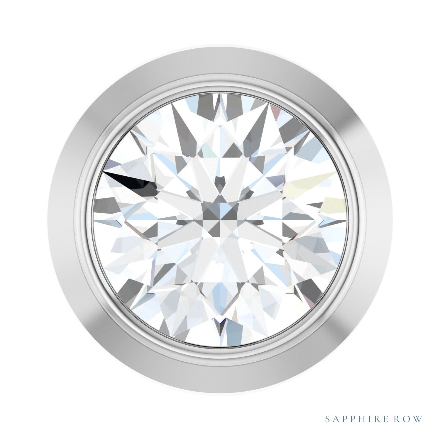 Sapphire Row Lab-Grown Diamond Round Bezel Slide Pendant - 14K White Gold, 1/10 ctw