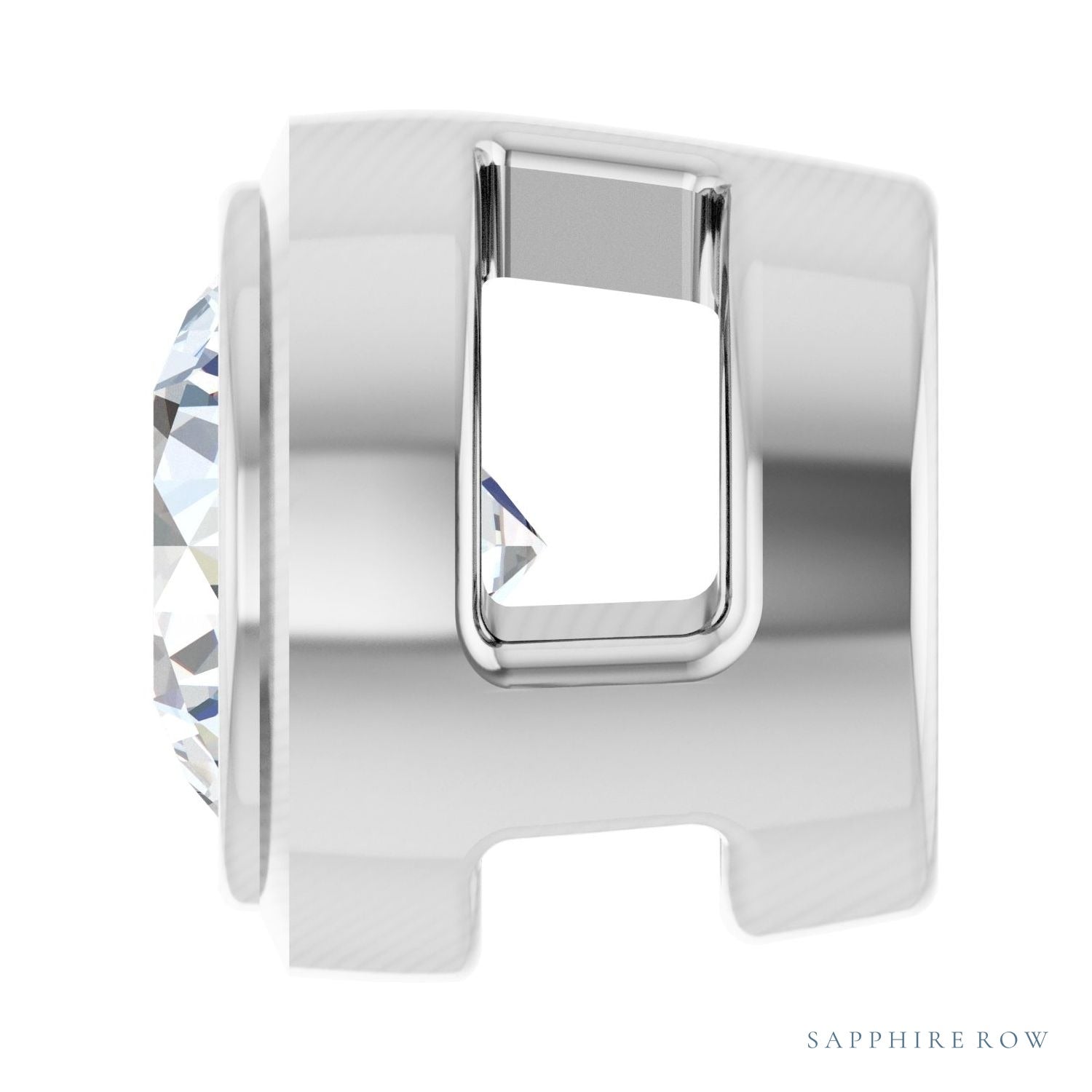 Sapphire Row Lab-Grown Diamond Round Bezel Slide Pendant - 14K White Gold, 1/10 ctw (view 3)