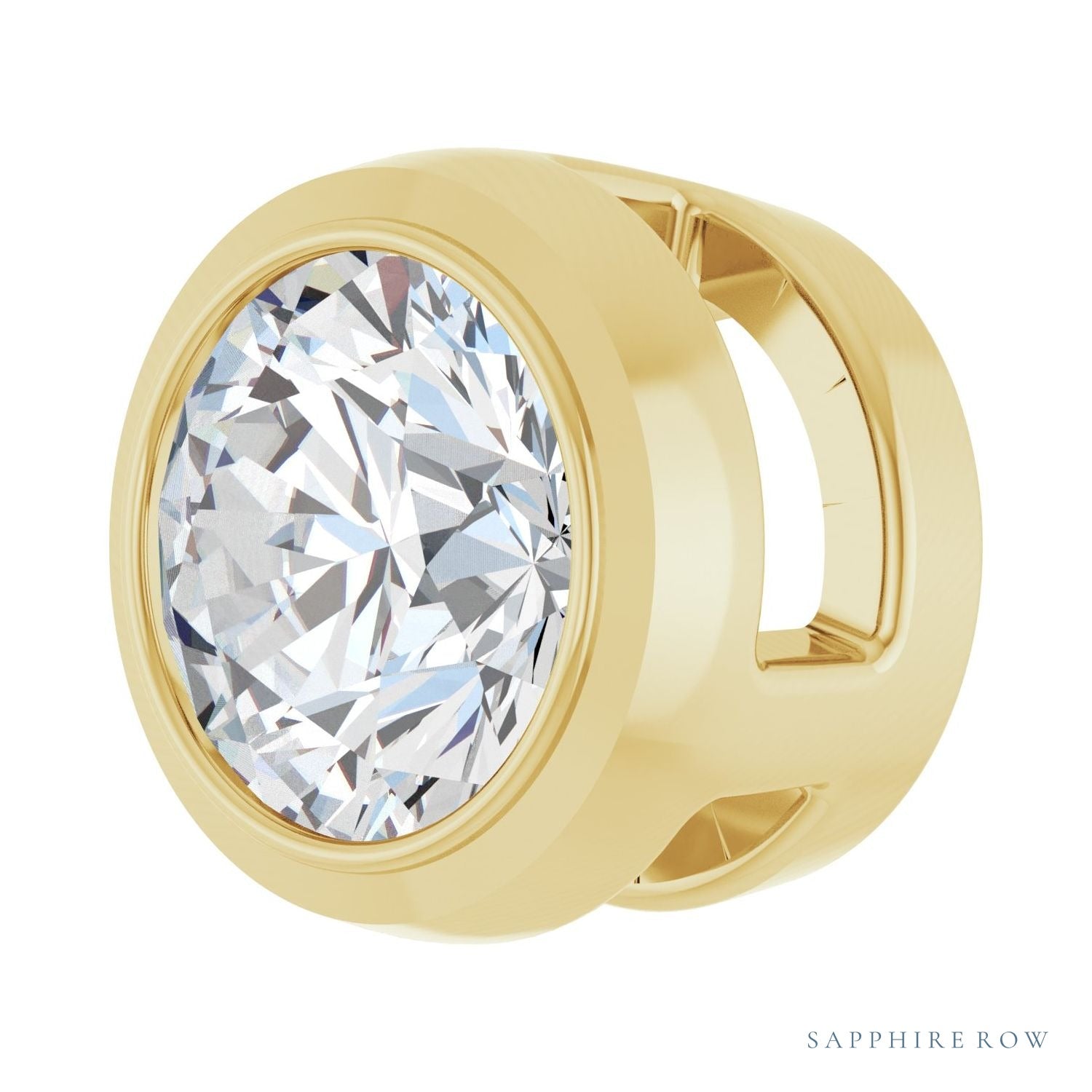 Sapphire Row Lab-Grown Diamond Round Bezel Slide Pendant - 14K Yellow Gold, 1/3 ctw (view 2)