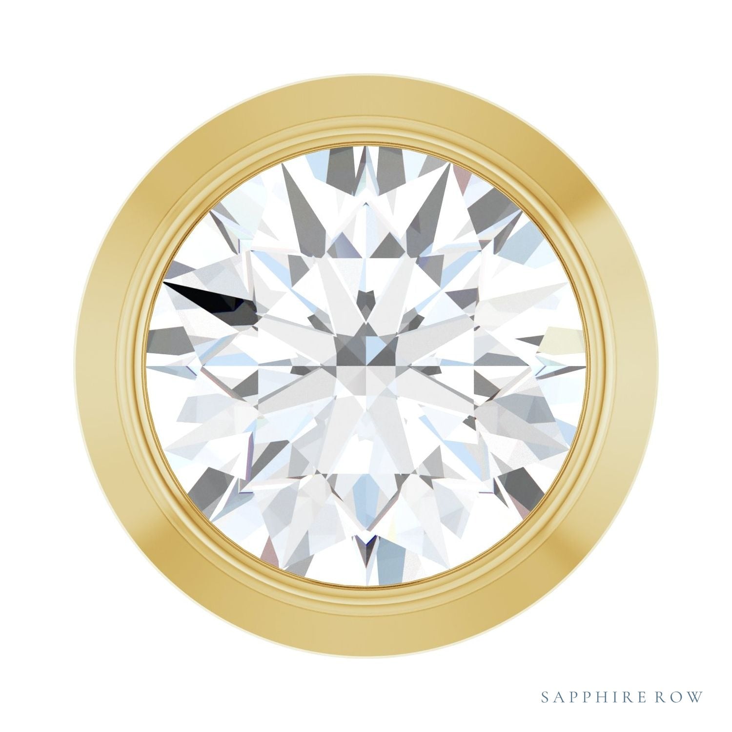 Sapphire Row Lab-Grown Diamond Round Bezel Slide Pendant - 14K Yellow Gold, 1/6 ctw