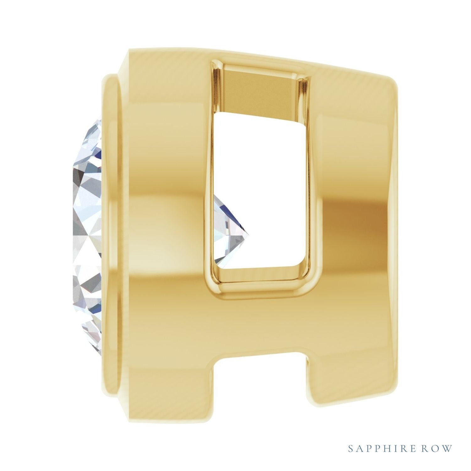 Sapphire Row Lab-Grown Diamond Round Bezel Slide Pendant - 14K Yellow Gold, 1/6 ctw (view 3)