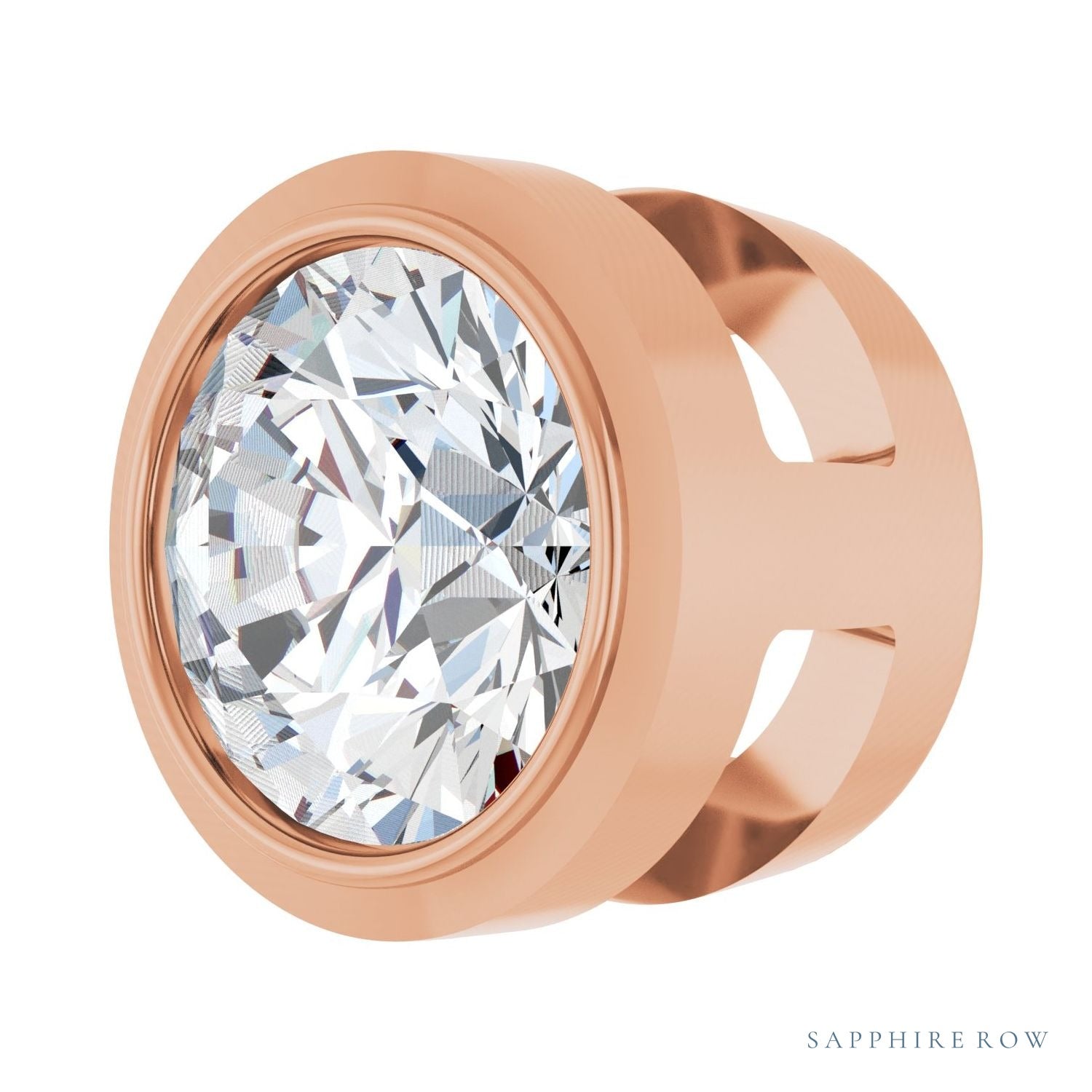 Sapphire Row Lab-Grown Diamond Round Bezel Slide Pendant - 14K Rose Gold, 1/4 ctw (view 2)
