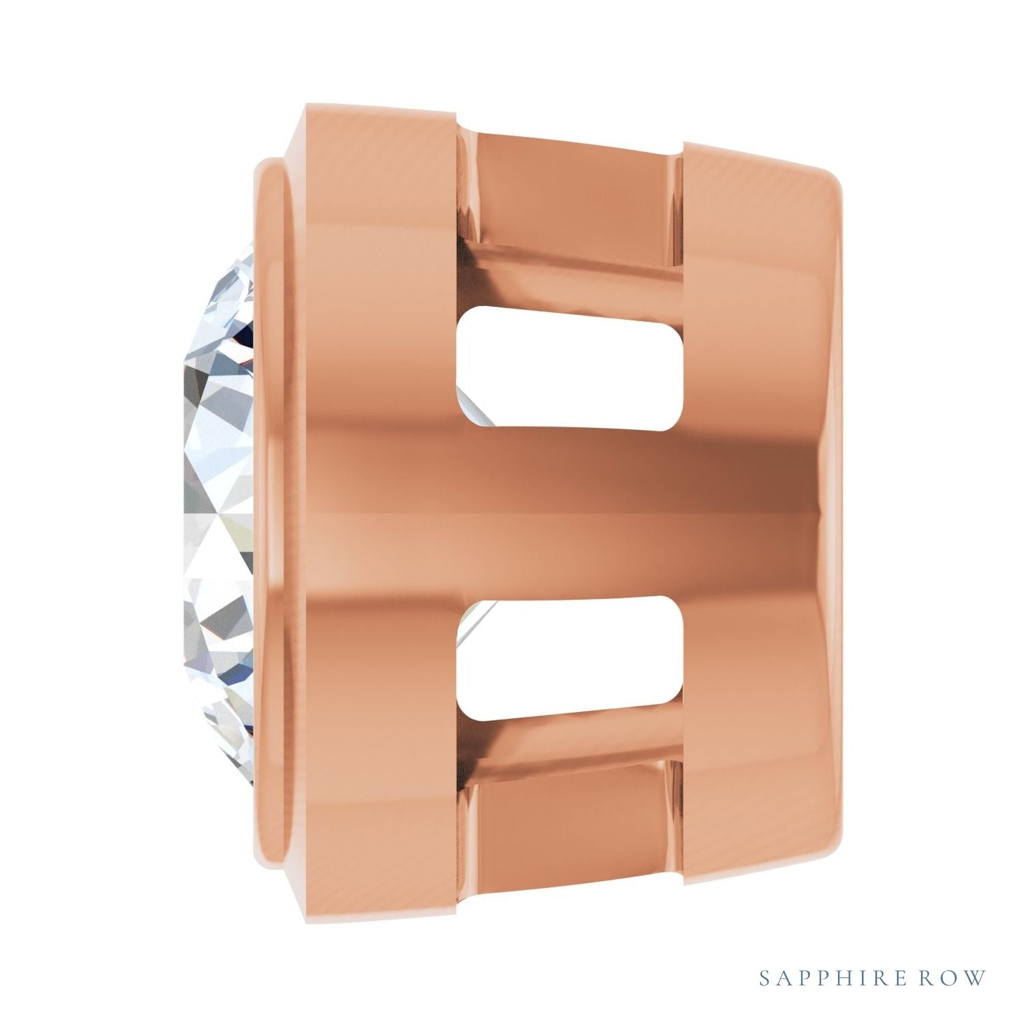 Sapphire Row Lab-Grown Diamond Round Bezel Slide Pendant - 14K Rose Gold, 1/4 ctw (view 3)