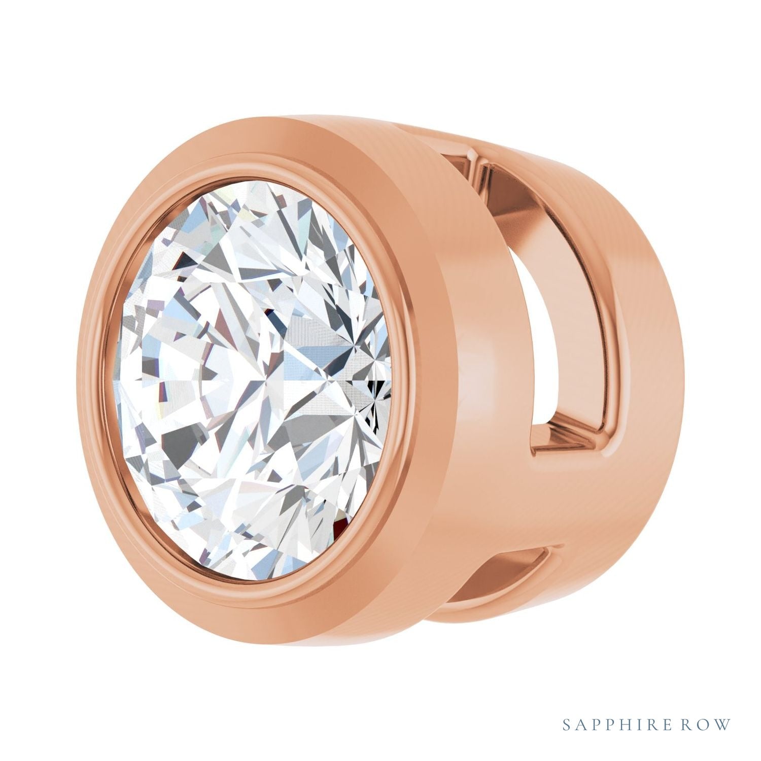 Sapphire Row Lab-Grown Diamond Round Bezel Slide Pendant - 14K Rose Gold, 1/6 ctw (view 2)