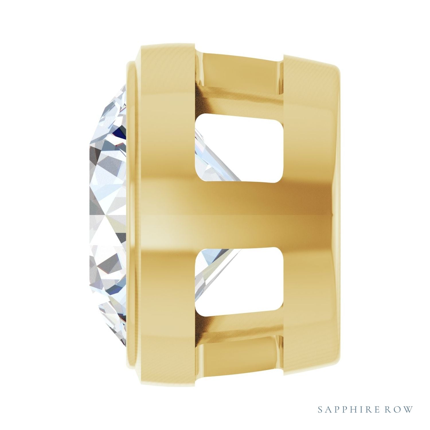 Sapphire Row Lab-Grown Diamond Round Bezel Slide Pendant - 14K Yellow Gold, 1 ctw (view 3)