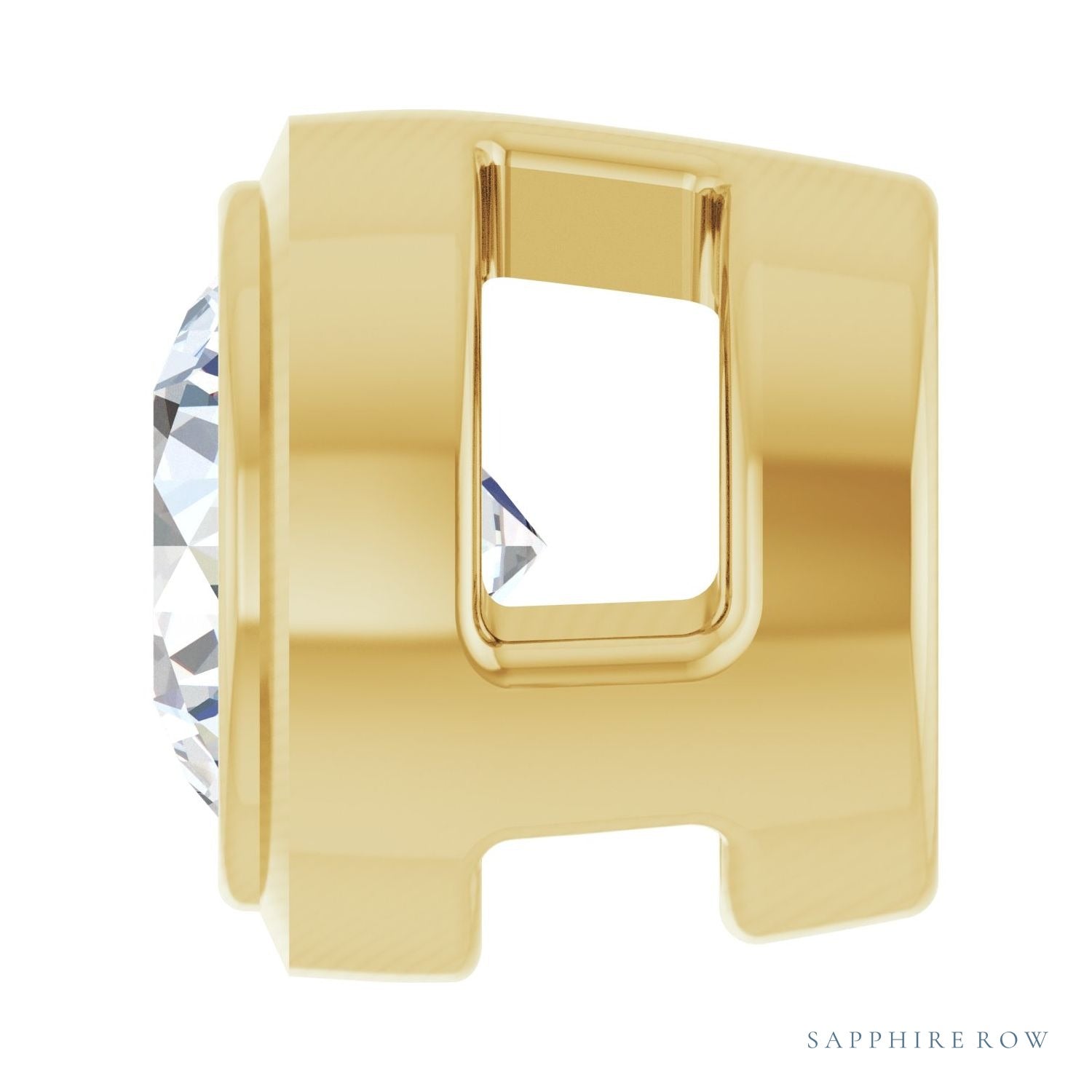 Sapphire Row Lab-Grown Diamond Round Bezel Slide Pendant - 14K Yellow Gold, 1/10 ctw (view 3)