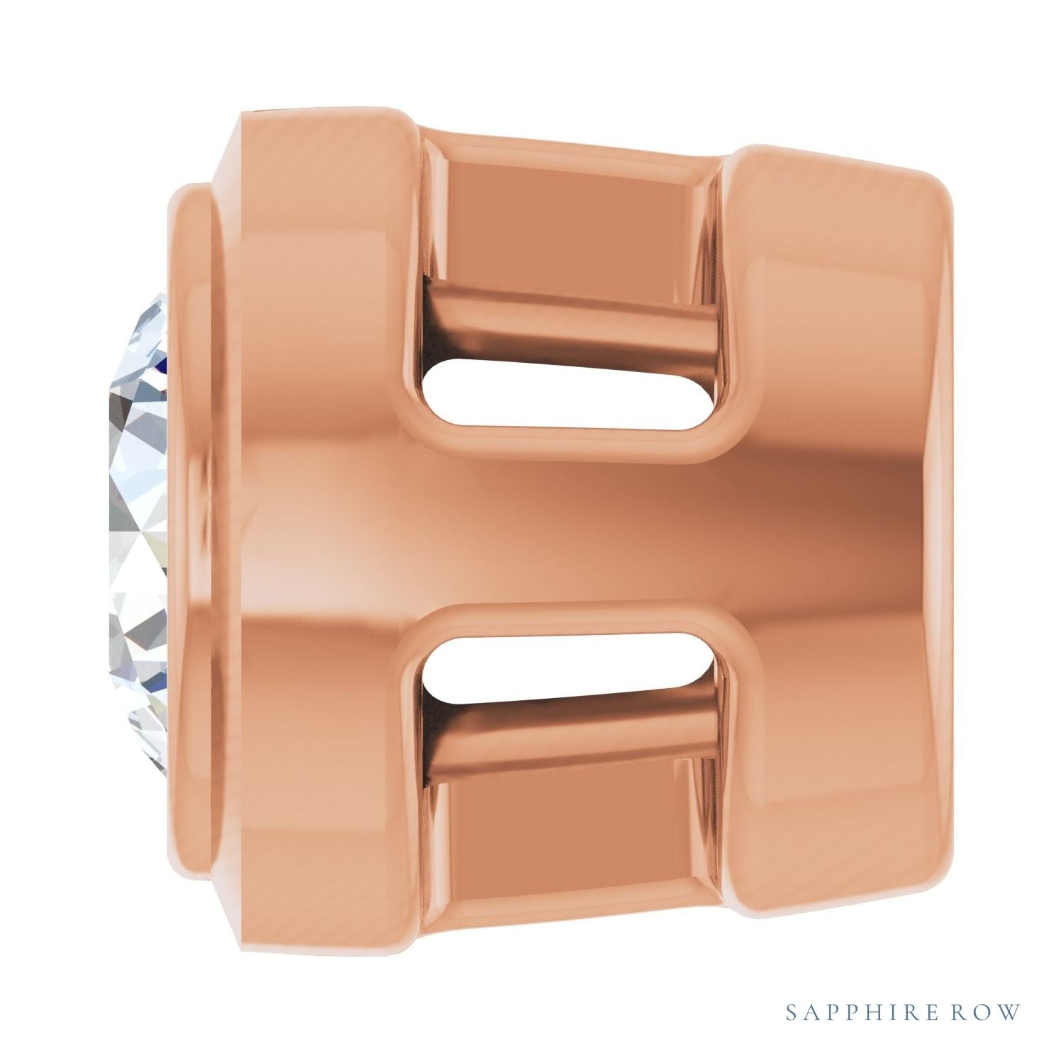 Sapphire Row Lab-Grown Diamond Round Bezel Slide Pendant - 14K Rose Gold, 0.06 ctw (view 3)