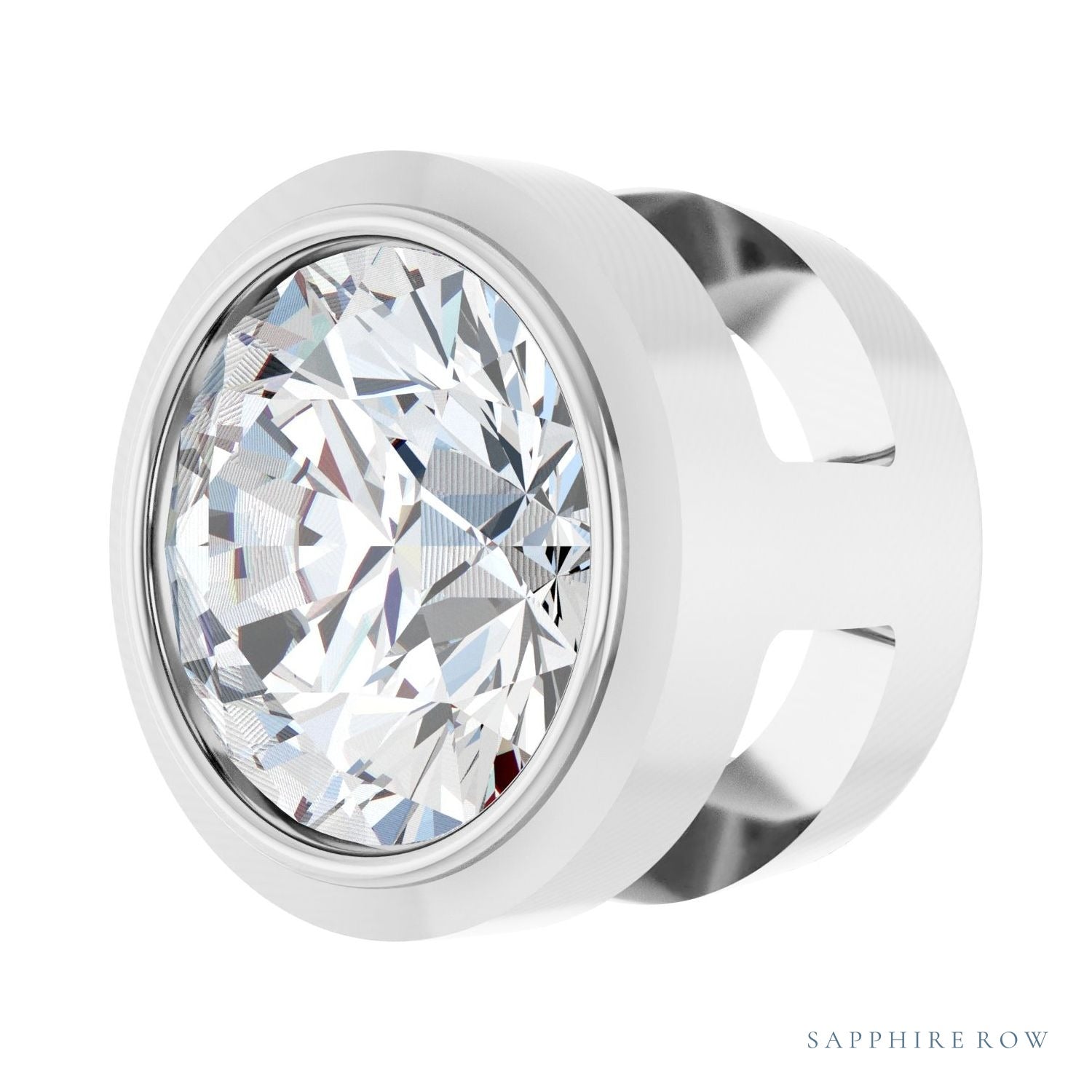Sapphire Row Lab-Grown Diamond Round Bezel Slide Pendant - 14K White Gold, 1/4 ctw (view 2)