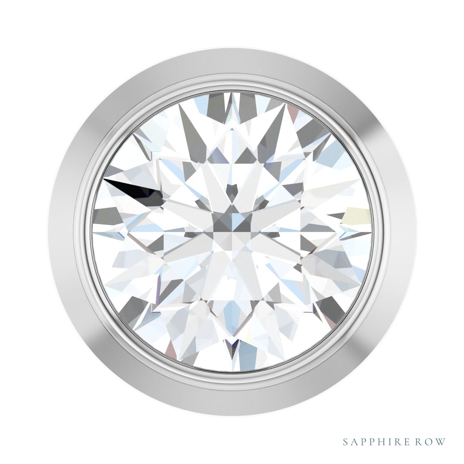 Sapphire Row Lab-Grown Diamond Round Bezel Slide Pendant - 14K White Gold, 1/6 ctw