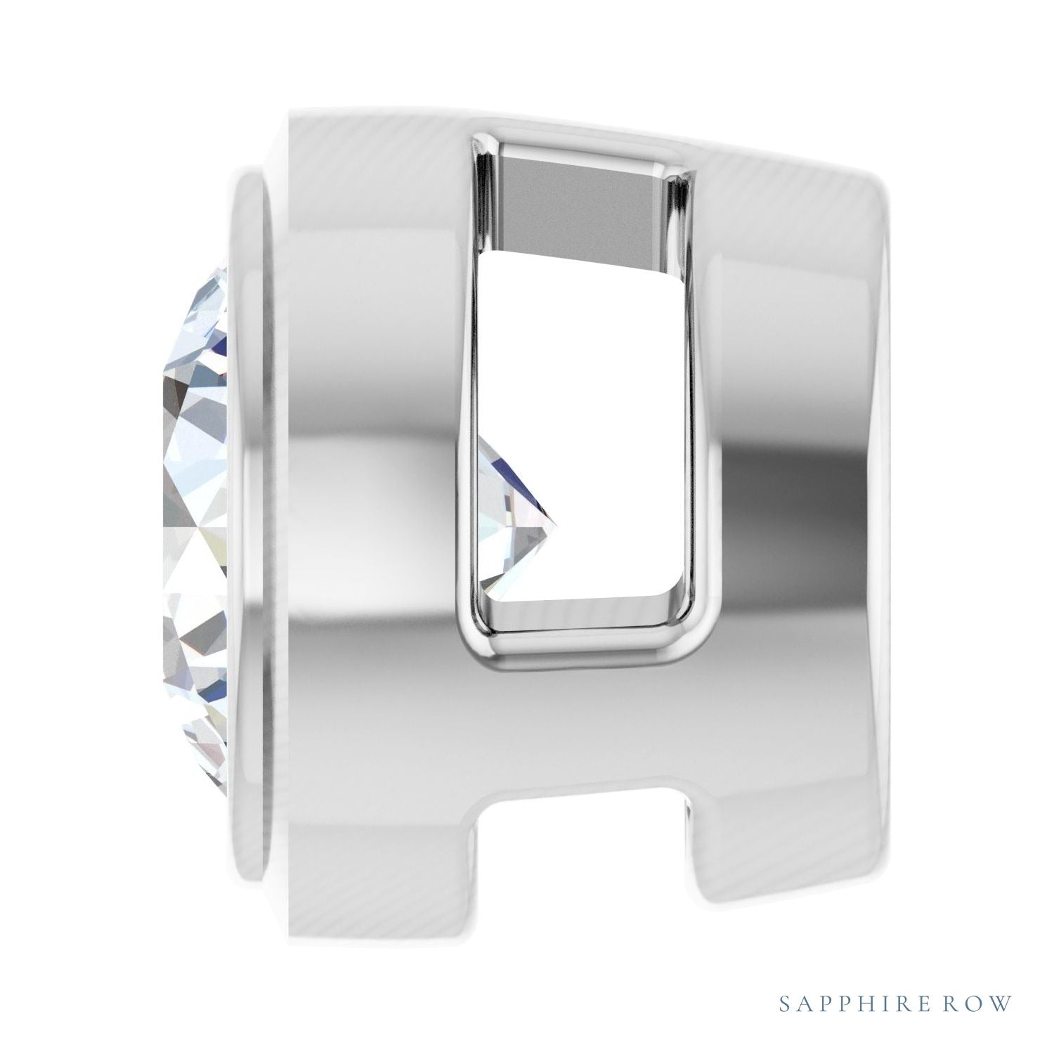 Sapphire Row Lab-Grown Diamond Round Bezel Slide Pendant - 14K White Gold, 1/6 ctw (view 3)