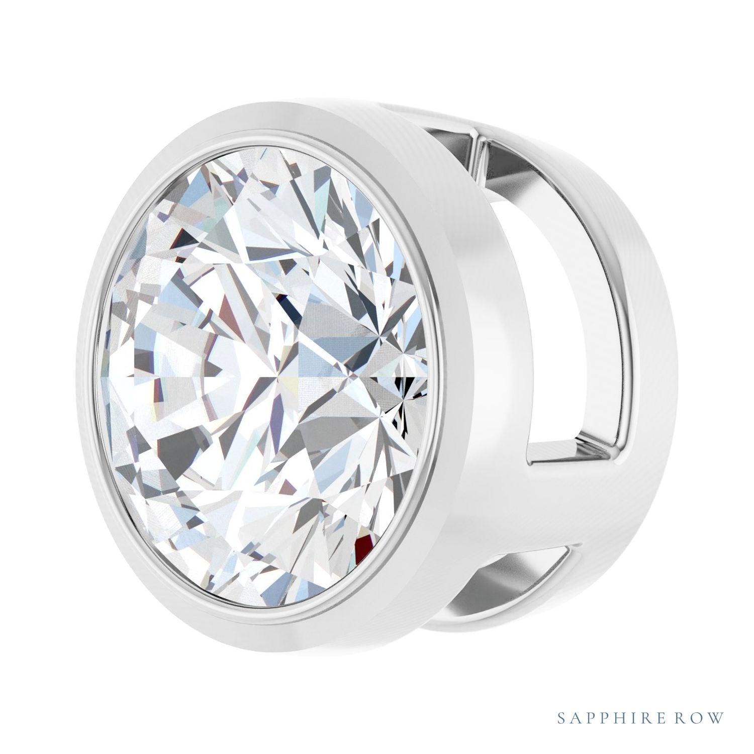 Sapphire Row Lab-Grown Diamond Round Bezel Slide Pendant - 14K White Gold, 3/4 ctw (view 2)