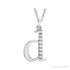 Sapphire Row Natural Diamond Lowercase Initial Necklace - d, 14K White Gold