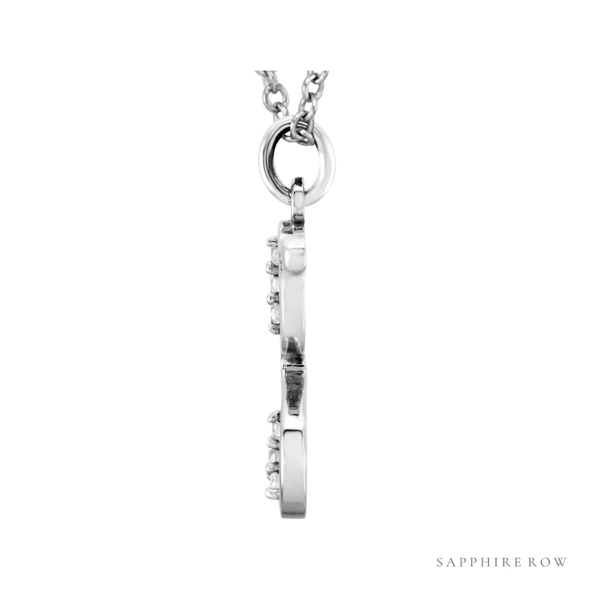 Sapphire Row Natural Diamond Lowercase Initial Necklace - g, 14K White Gold (view 2)