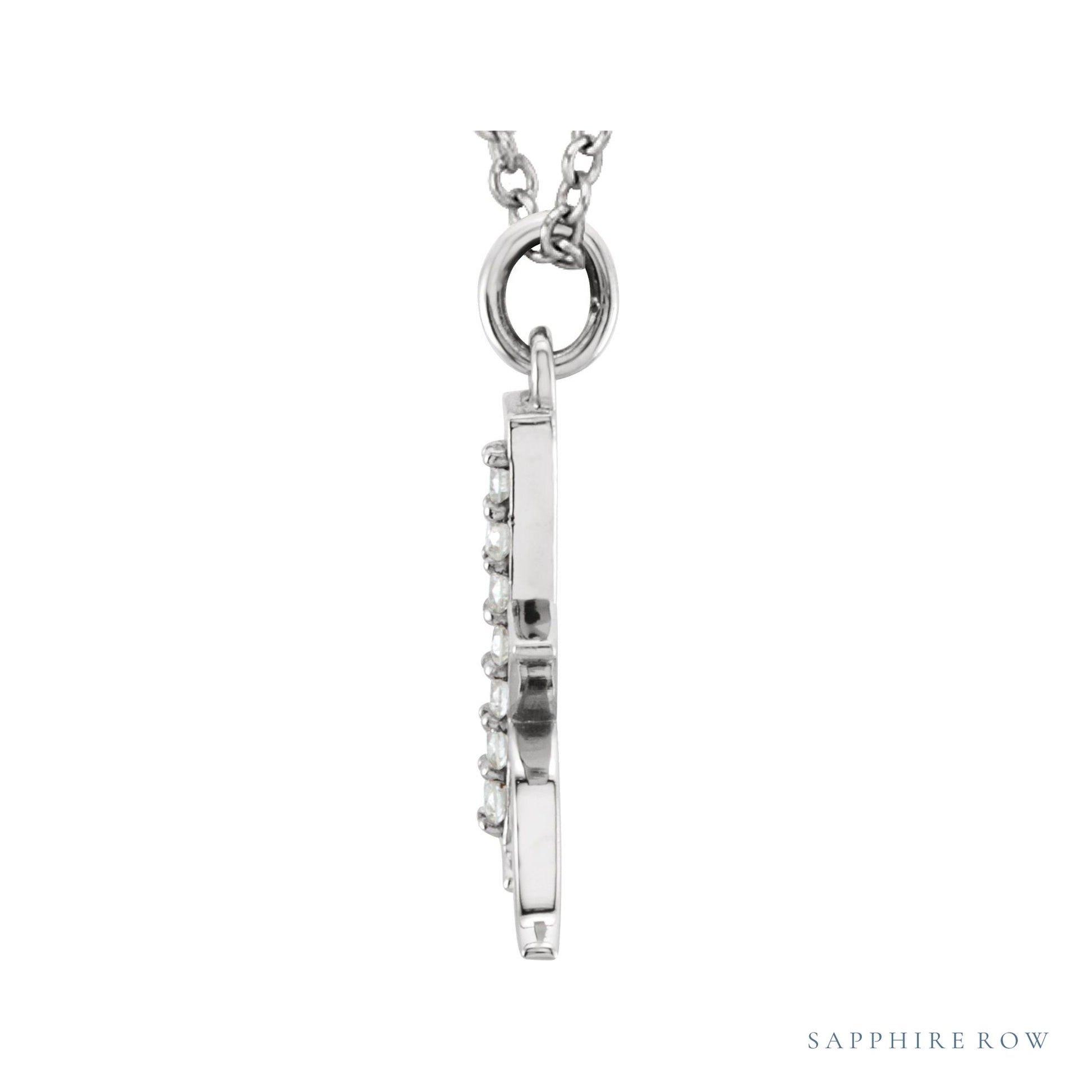 Sapphire Row Natural Diamond Lowercase Initial Necklace - k, 14K White Gold (view 2)