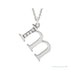 Sapphire Row Natural Diamond Lowercase Initial Necklace - m, 14K White Gold