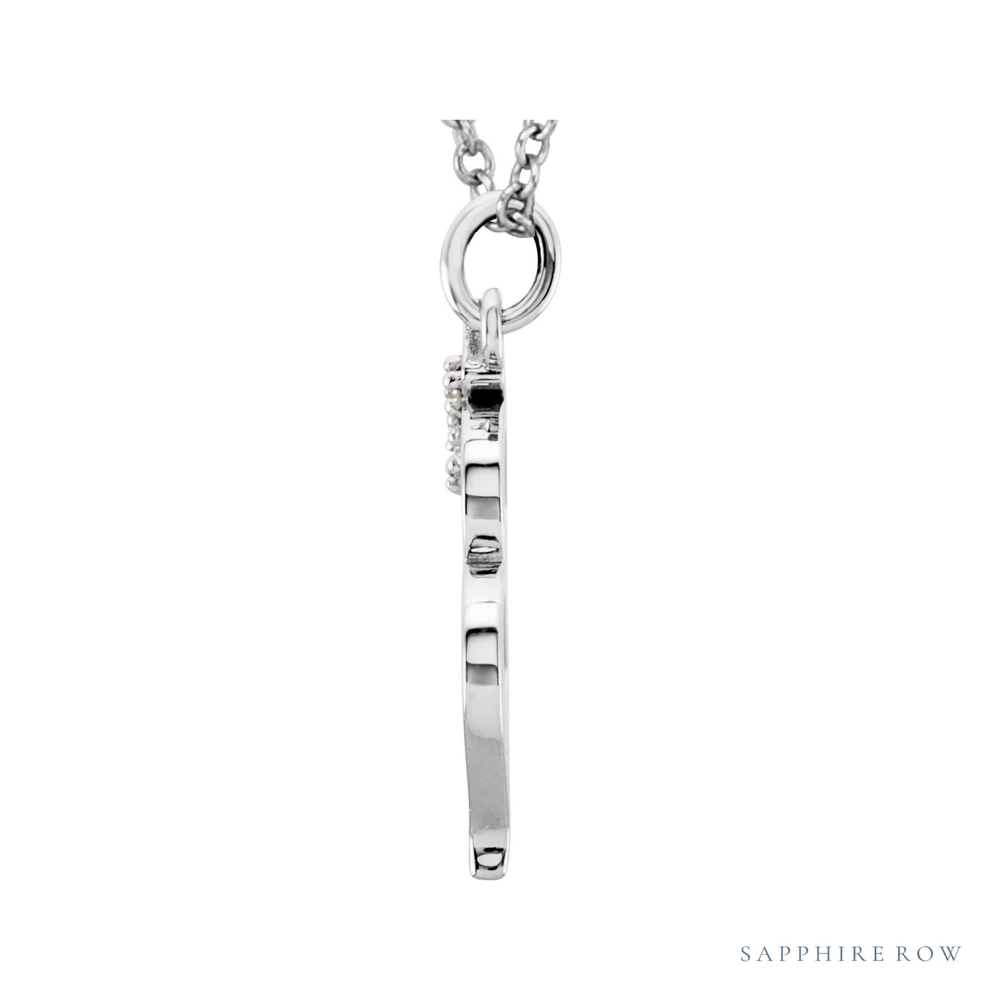 Sapphire Row Natural Diamond Lowercase Initial Necklace - m, 14K White Gold (view 2)