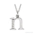 Sapphire Row Natural Diamond Lowercase Initial Necklace - n, 14K White Gold