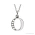 Sapphire Row Natural Diamond Lowercase Initial Necklace - o, 14K White Gold