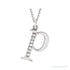 Sapphire Row Natural Diamond Lowercase Initial Necklace - p, 14K White Gold