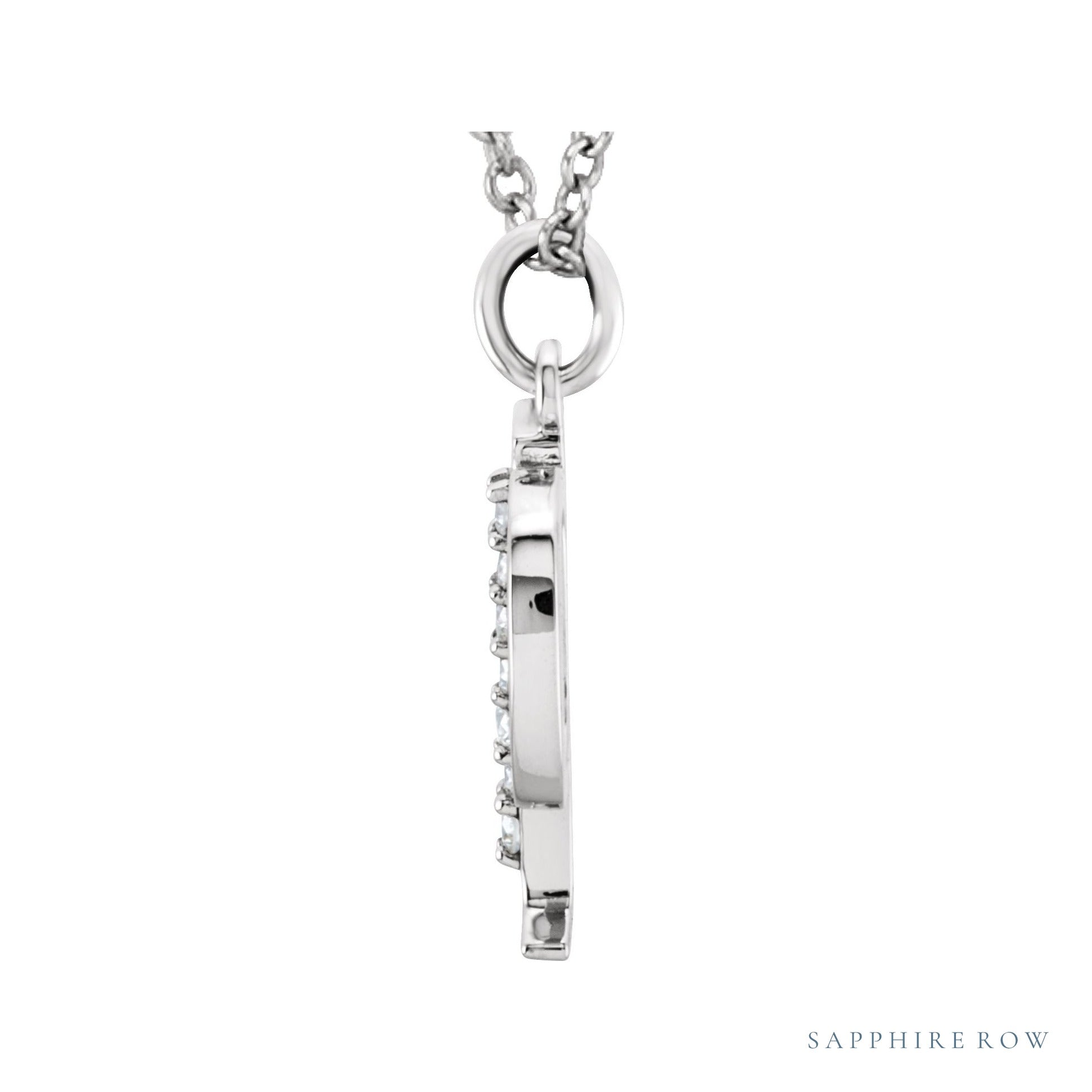 Sapphire Row Natural Diamond Lowercase Initial Necklace - p, 14K White Gold (view 2)