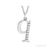 Sapphire Row Natural Diamond Lowercase Initial Necklace - q, 14K White Gold