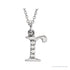 Sapphire Row Natural Diamond Lowercase Initial Necklace - r, 14K White Gold