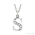 Sapphire Row Natural Diamond Lowercase Initial Necklace - s, 14K White Gold