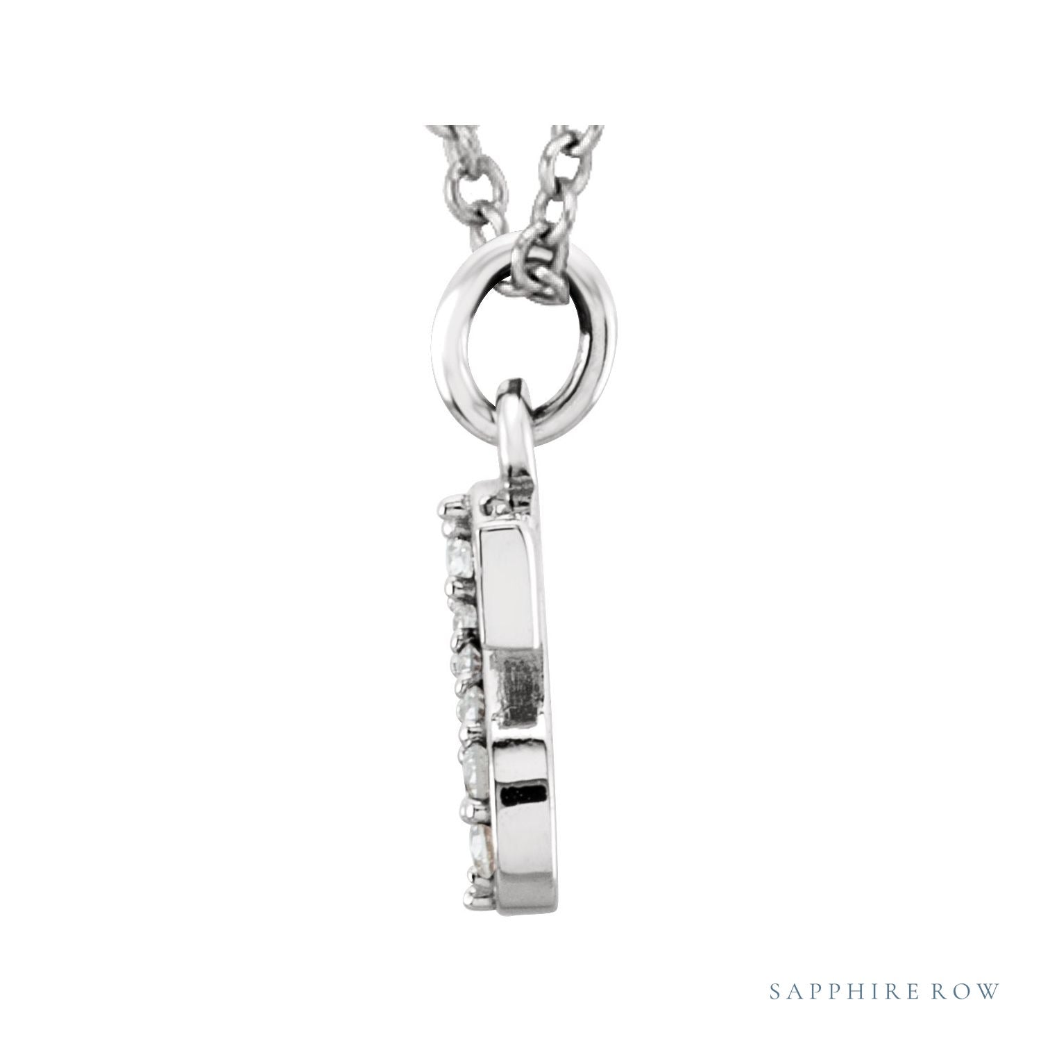 Sapphire Row Natural Diamond Lowercase Initial Necklace - s, 14K White Gold (view 2)