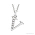 Sapphire Row Natural Diamond Lowercase Initial Necklace - v, 14K White Gold