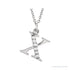 Sapphire Row Natural Diamond Lowercase Initial Necklace - x, 14K White Gold