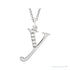 Sapphire Row Natural Diamond Lowercase Initial Necklace - y, 14K White Gold