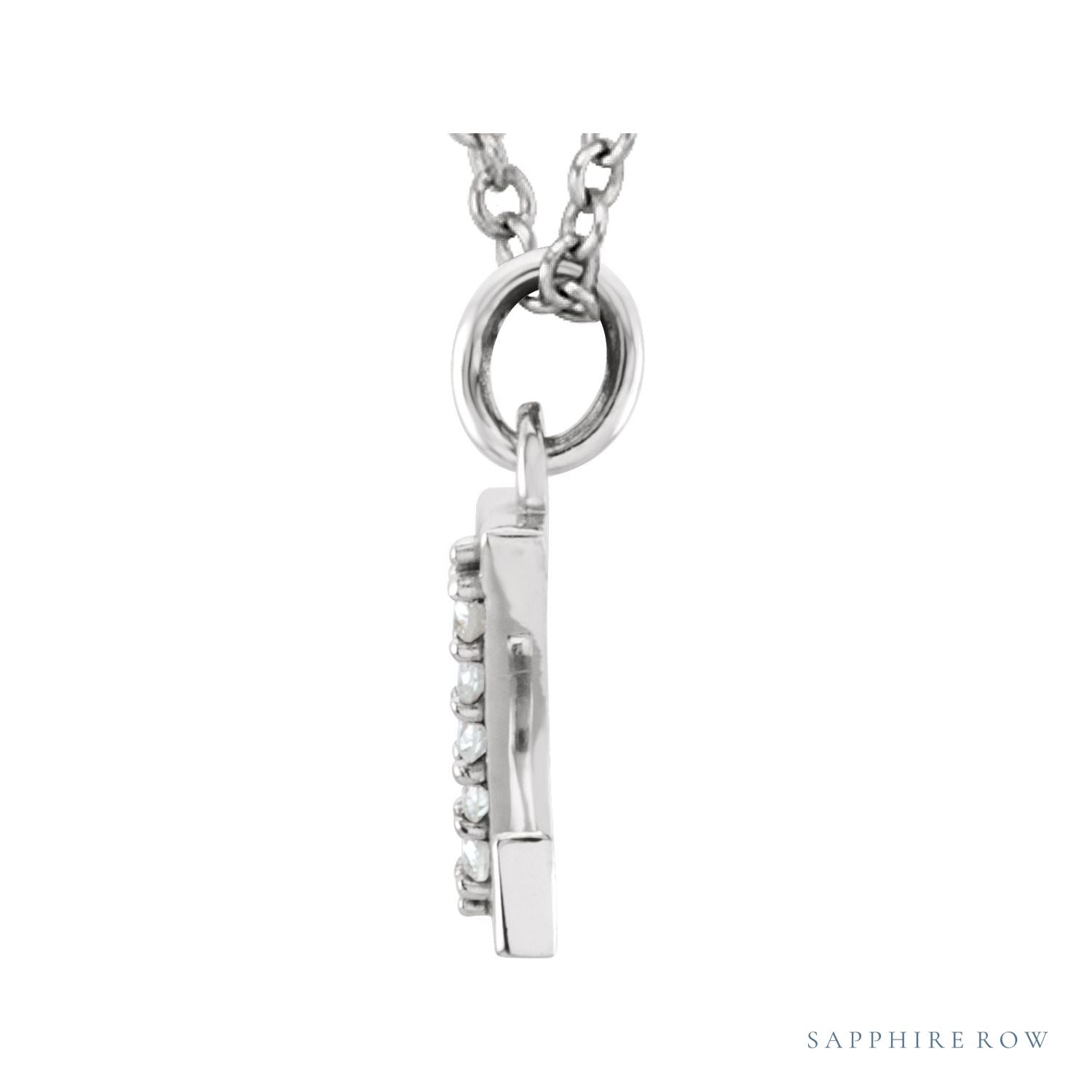 Sapphire Row Natural Diamond Lowercase Initial Necklace - z, 14K White Gold (view 2)