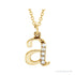 Sapphire Row Natural Diamond Lowercase Initial Necklace - a, 14K Yellow Gold